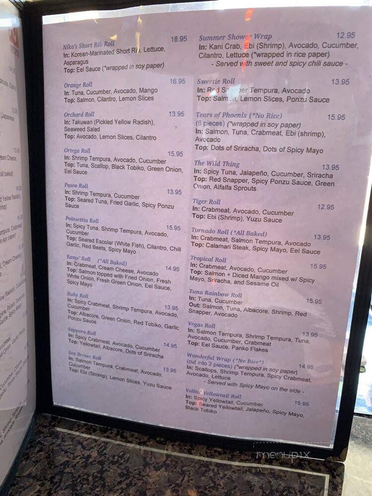 Niko Niko Sushi - Rancho Santa Margarita, CA menu_pic