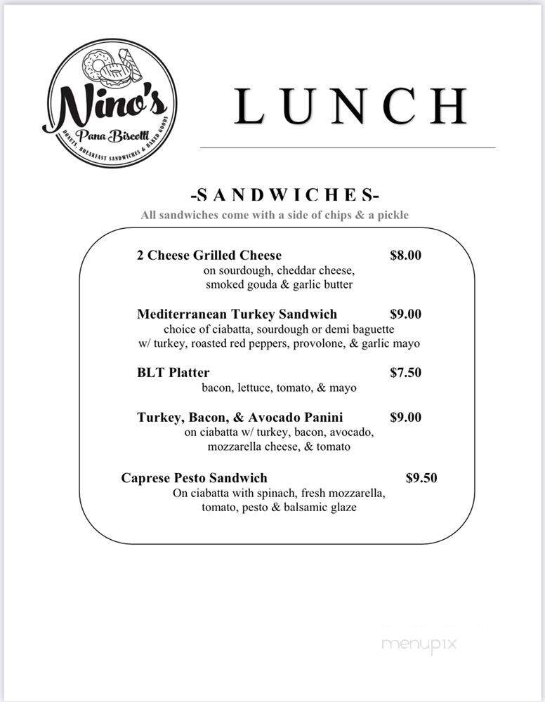 Nino's Pana Biscotti - Millsboro, DE menu_pic