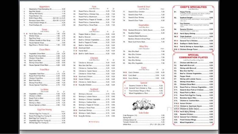 Number 1 Chinese Restaurant - Jacksonville, NC menu_pic