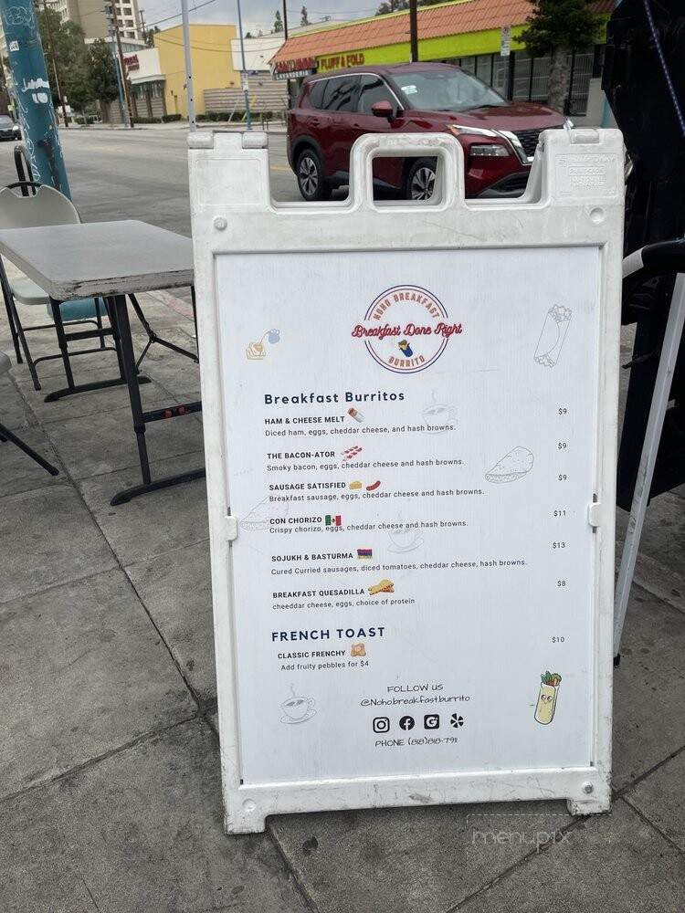 Noho Breakfast Burritos - North Hollywood, CA menu_pic