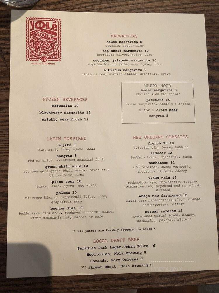 Nole - New Orleans, LA menu_pic