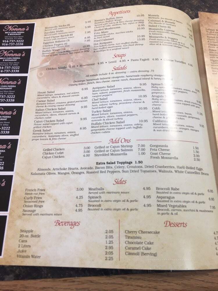 Nonas Restaurant - Peekskill, NY menu_pic