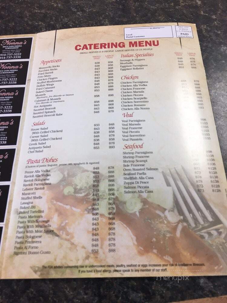 Nonas Restaurant - Peekskill, NY menu_pic
