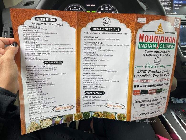 Noorjahan - Bloomfield Hills, MI menu_pic