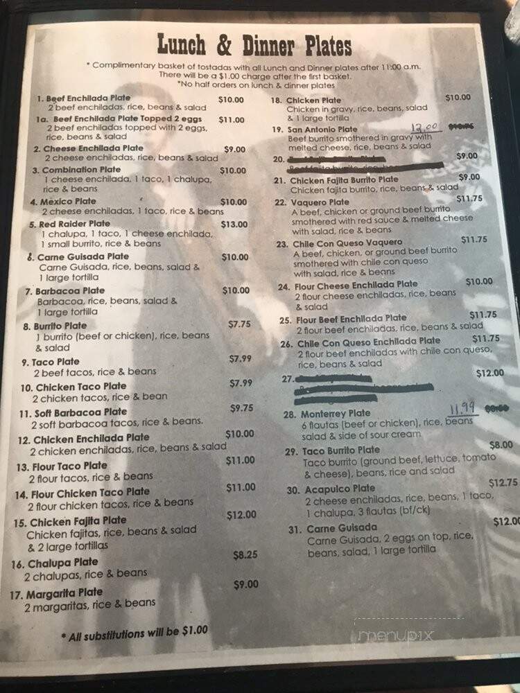 Nora's Restaurant - Lubbock, TX menu_pic
