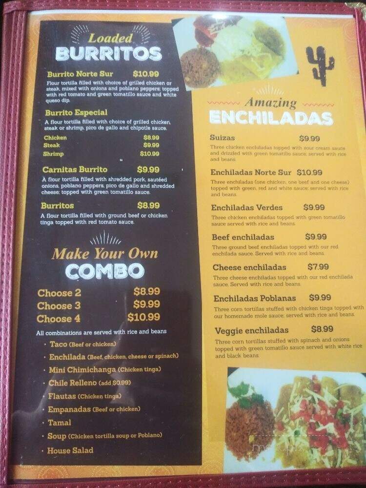Norte Sur Mexican Restaurant - Reading, PA menu_pic