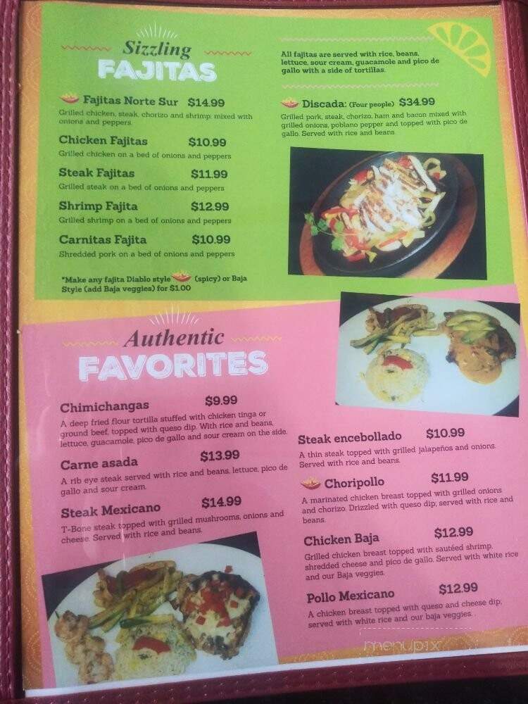 Norte Sur Mexican Restaurant - Reading, PA menu_pic