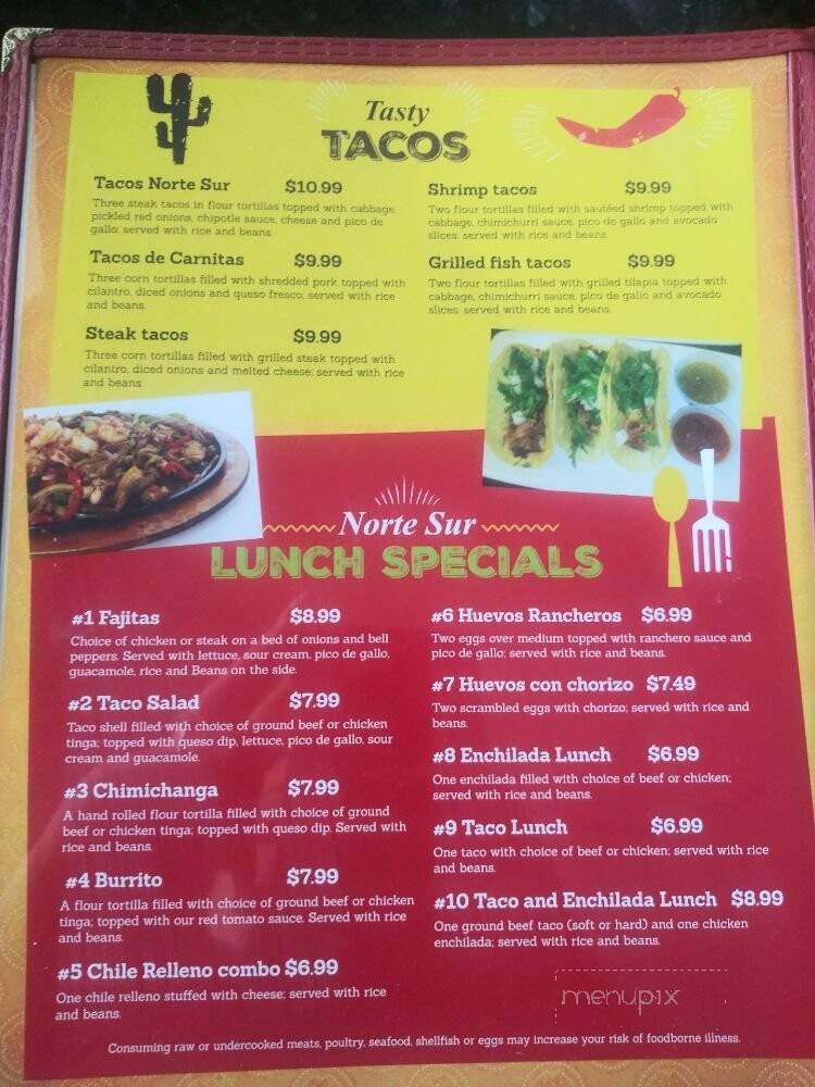 Norte Sur Mexican Restaurant - Reading, PA menu_pic