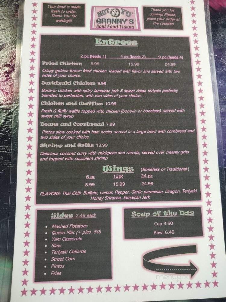 Not Yo' Granny's Soul Food Fusion - Rome, GA menu_pic