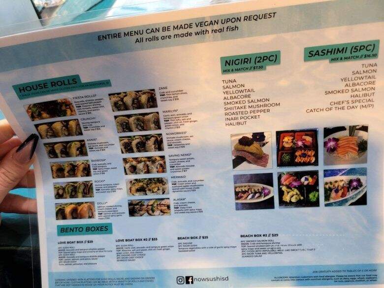 Now Sushi - San Diego, CA menu_pic
