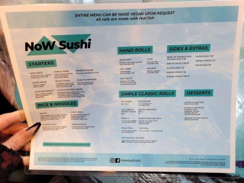 Now Sushi - San Diego, CA menu_pic