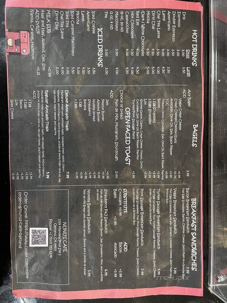 Nunu's Cafe - Oakland, CA menu_pic