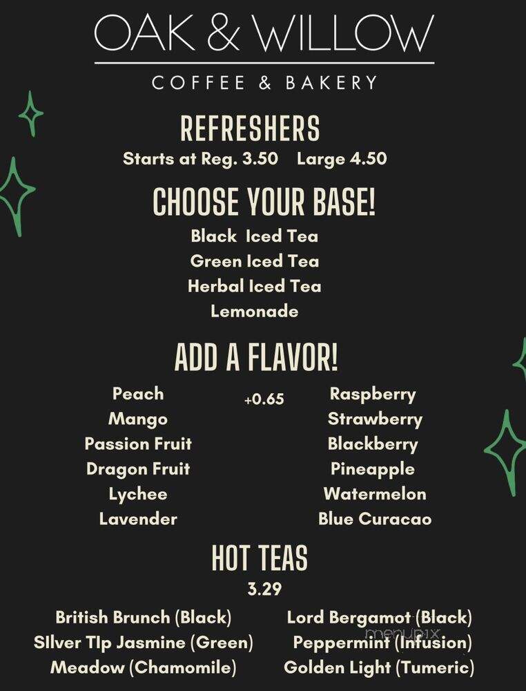 Oak & Willow Coffee & Bakery - Brea, CA menu_pic