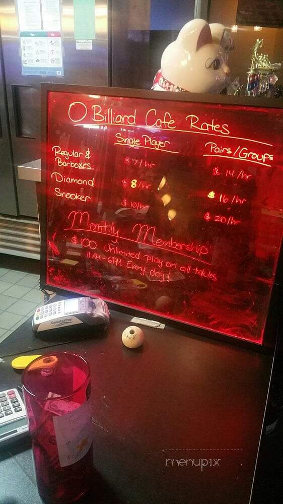 O Billiard Cafe - San Diego, CA menu_pic