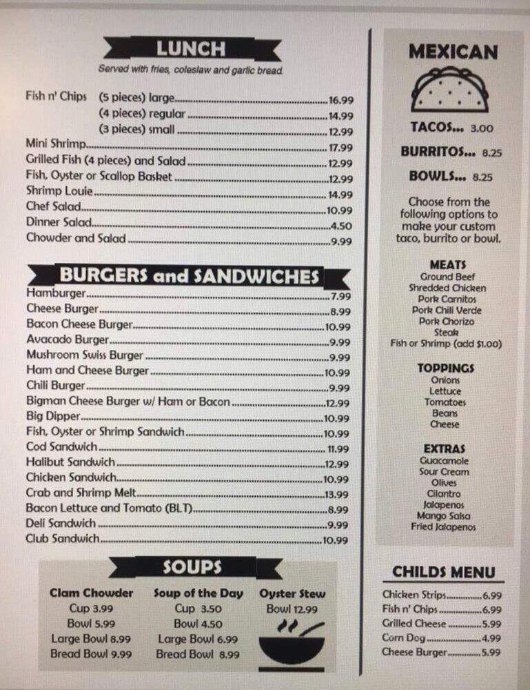 Ocean Air Taqueria & Eatery - Charleston, OR menu_pic