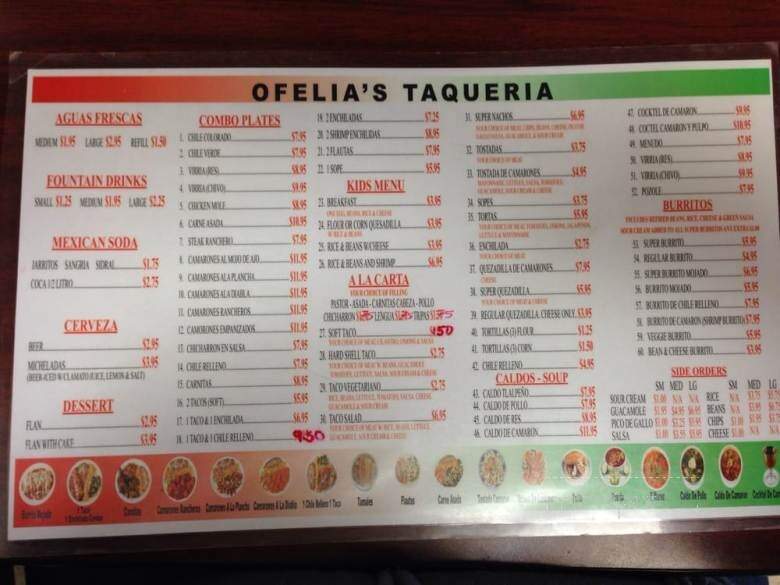 Ofelia's Taqueria - Tracy, CA menu_pic