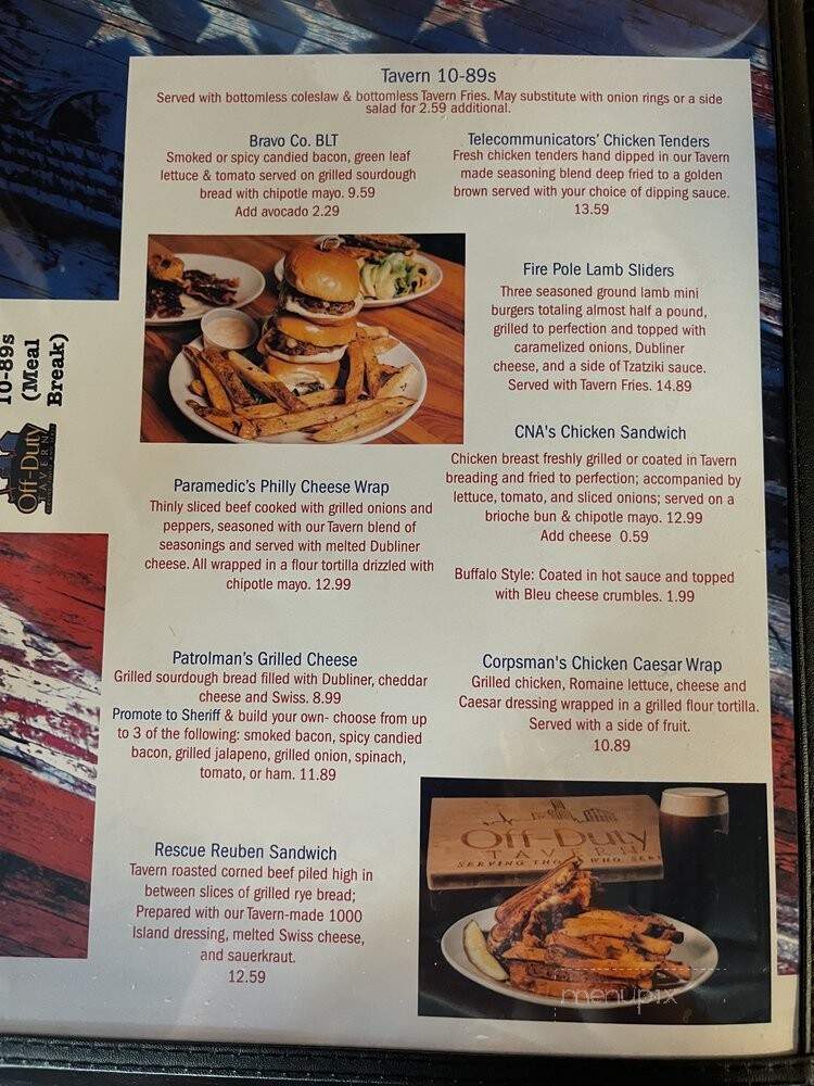 Off-Duty Tavern - Ocala, FL menu_pic