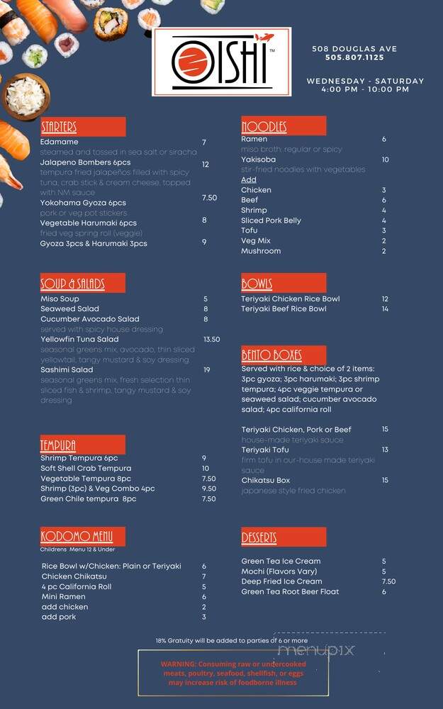 Oishi - Las Vegas, NM menu_pic