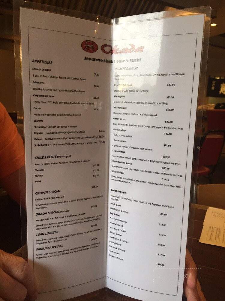 Okada Japanese Steakhouse - McKinney, TX menu_pic