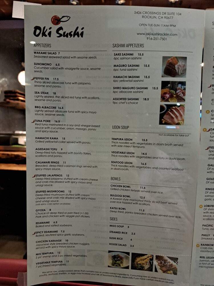 Oki Sushi - Rocklin, CA menu_pic