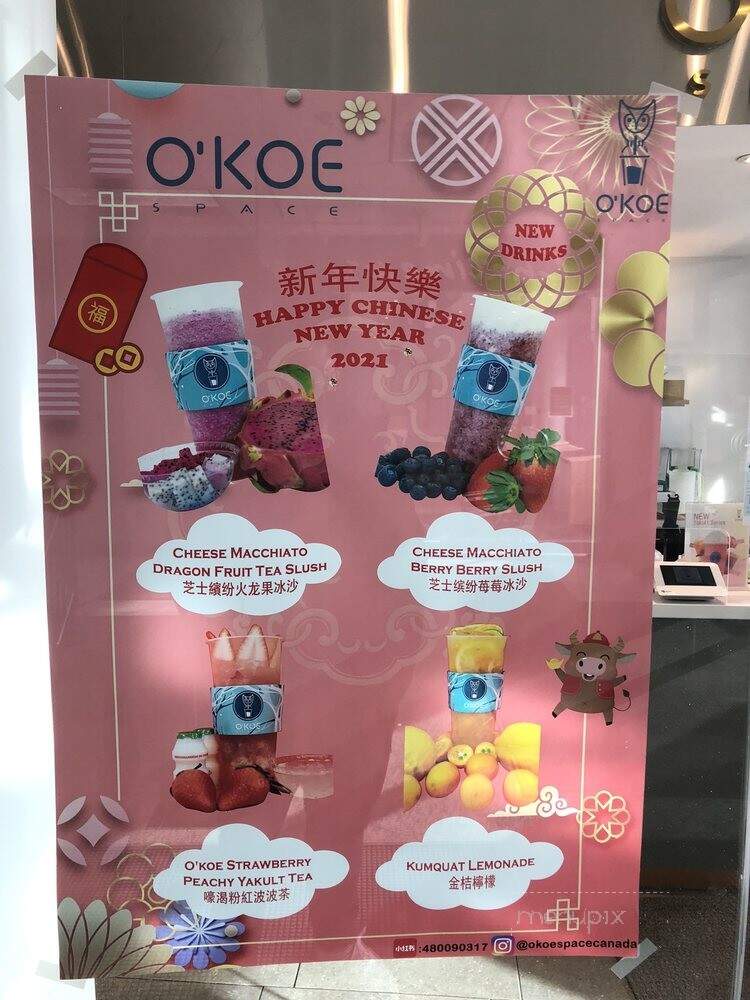 O'koe Space - Markham, ON menu_pic