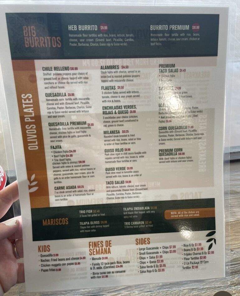 Olivos Cafe - Hurst, TX menu_pic