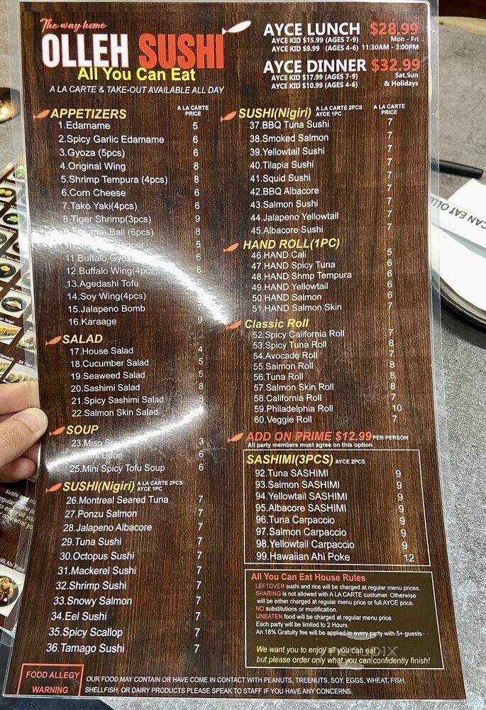Olleh Sushi - San Diego, CA menu_pic