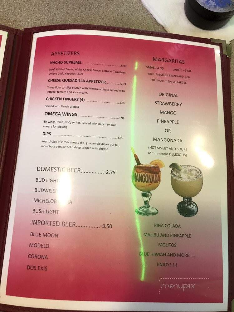 Omega Mexican Grille - Wenona, IL menu_pic