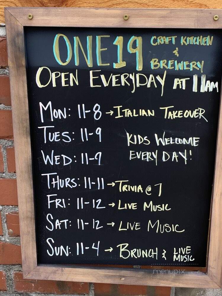 One19 Craft Kitchen and Brewery - Dickson, TN menu_pic