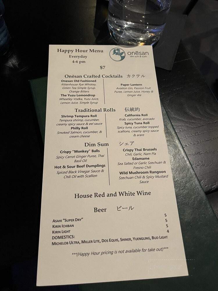 Onesan Dim Sum & Sushi - Dallas, TX menu_pic