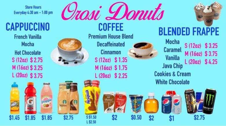 Kimbo's Donuts - Orosi, CA menu_pic