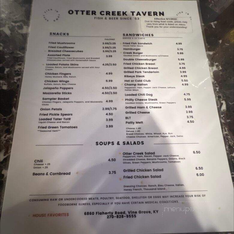 Otter Creek - Vine Grove, KY menu_pic
