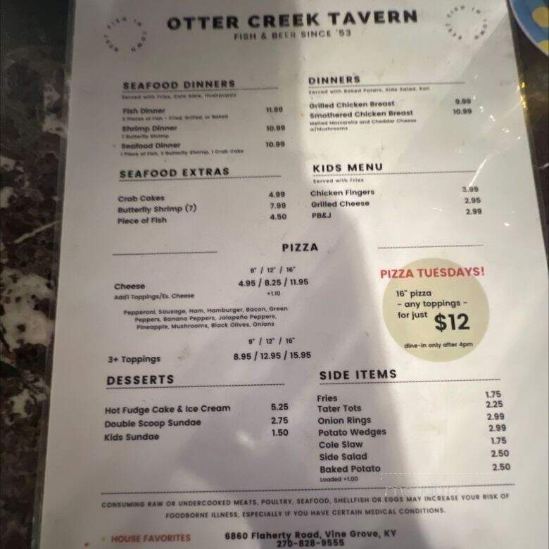 Otter Creek - Vine Grove, KY menu_pic