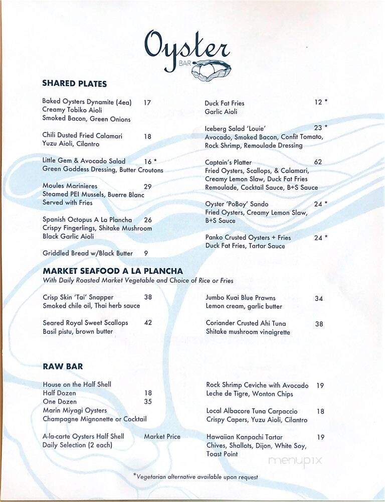 Oyster - Sebastopol, CA menu_pic