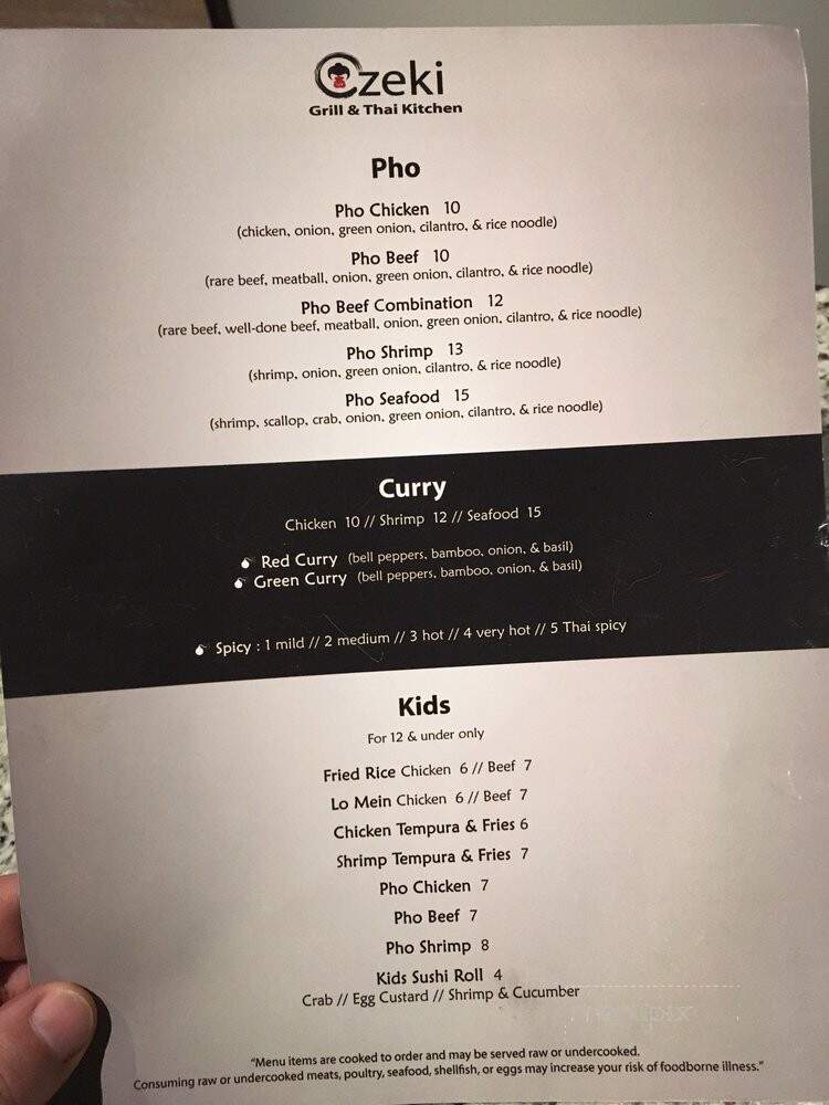 Ozeki Grill & Thai Kitchen - Nolensville, TN menu_pic