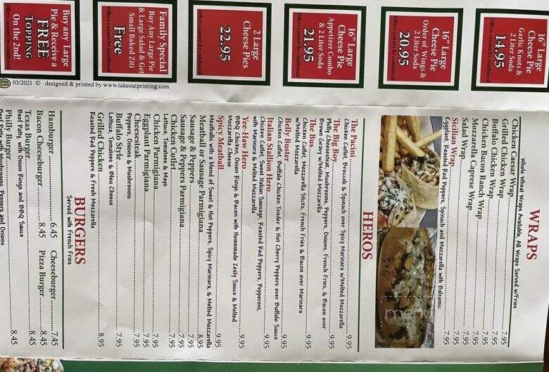 Pacini's Pizza - Wappingers Falls, NY menu_pic