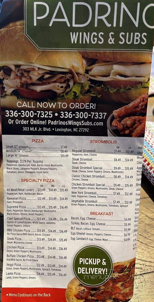 Padrinos Subs Wings and More - Lexington, NC