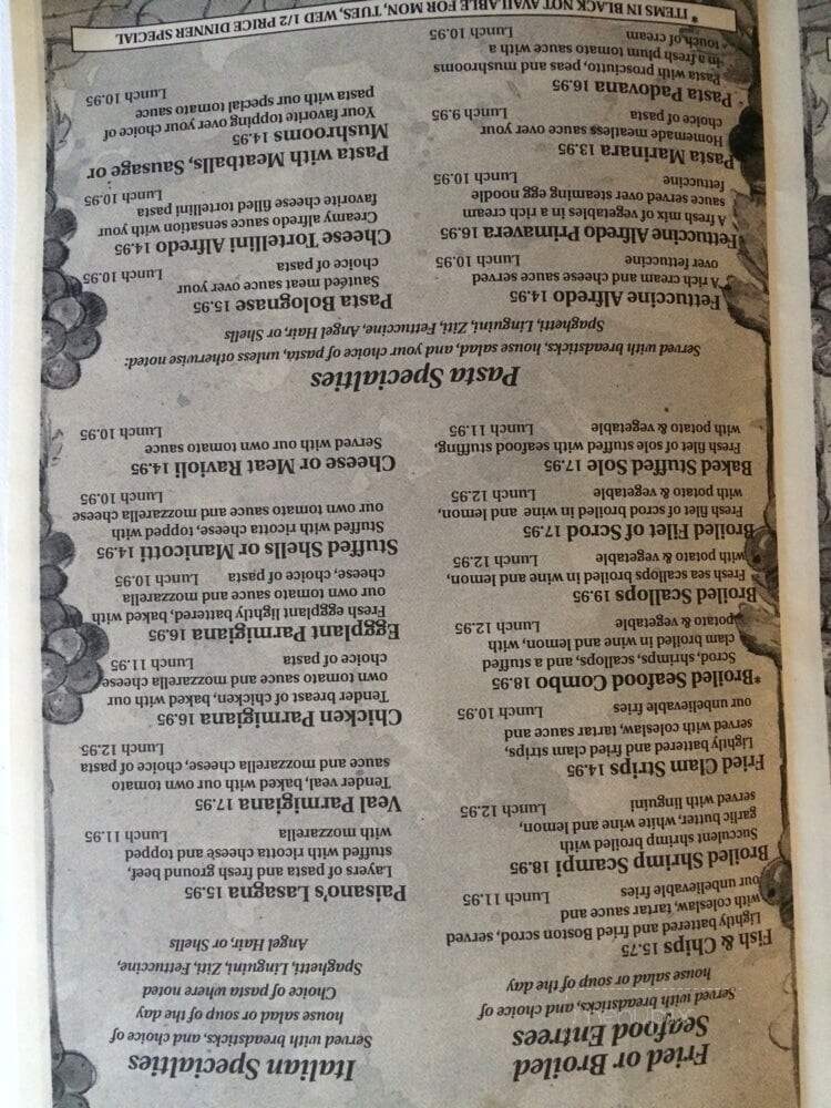 Paisanos Pub - Southampton, MA menu_pic
