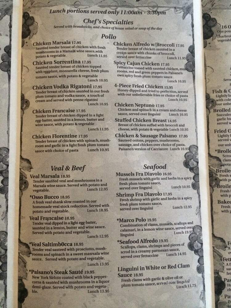 Paisanos Pub - Southampton, MA menu_pic