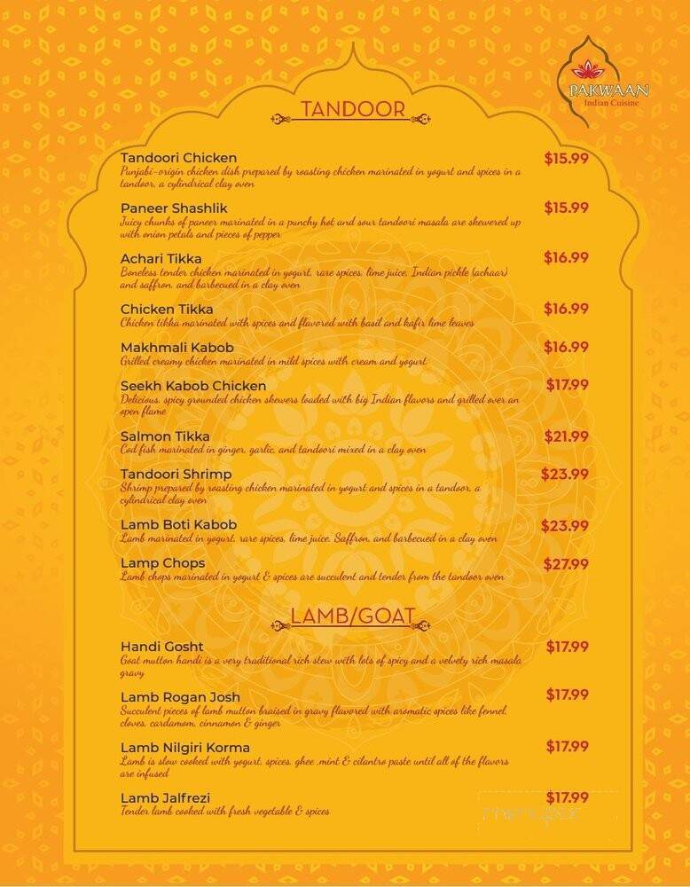 Pakwaan Indian Cuisine - Gainesville, VA menu_pic