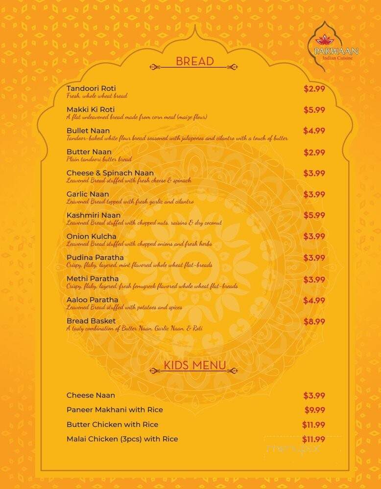 Pakwaan Indian Cuisine - Gainesville, VA menu_pic