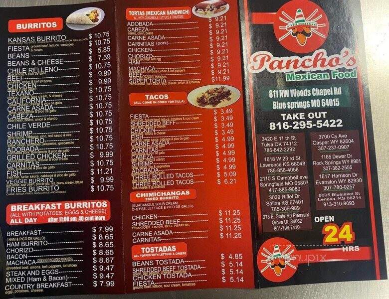 Panchos Mexican Food - Lake Tapawingo, MO menu_pic
