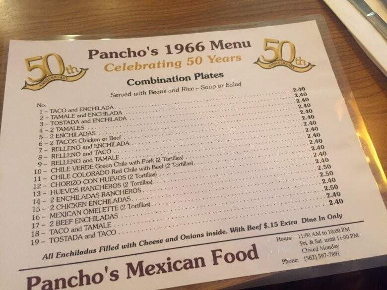Pancho's Mexican - Long Beach, CA menu_pic