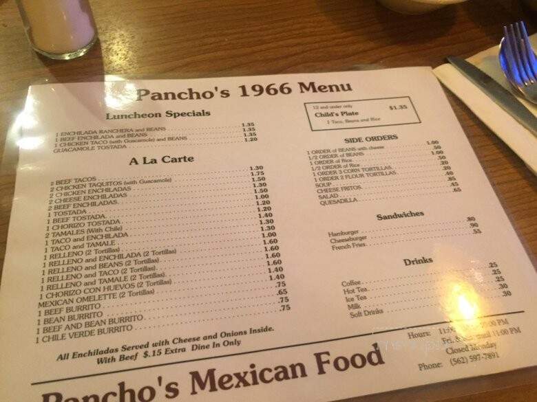Pancho's Mexican - Long Beach, CA menu_pic
