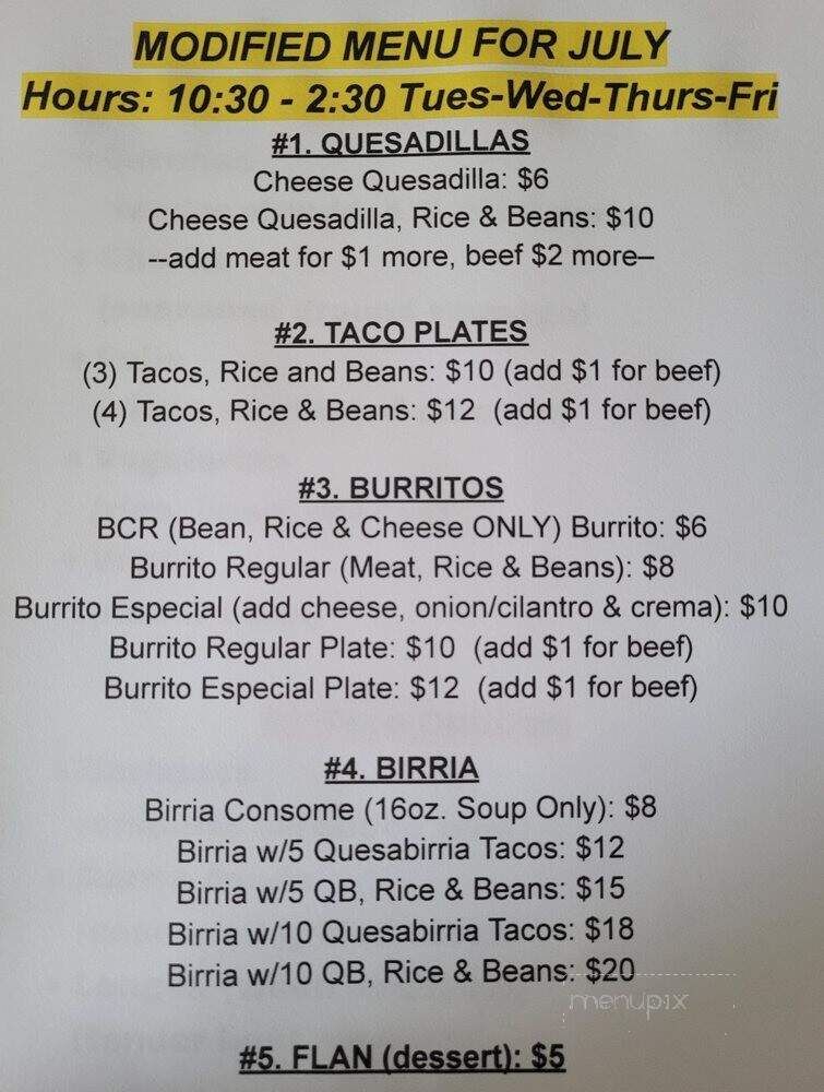 P & J's Tacos De La Calle - Pahoa, HI menu_pic