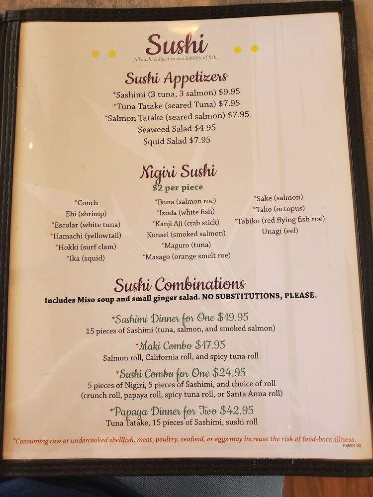 Papaya Thai Cusine & Sushi Bar - Richmond Hill, GA