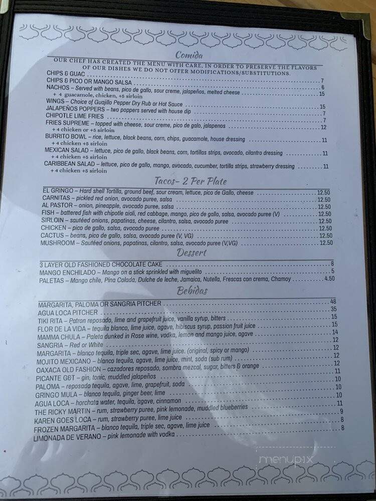 Papi Chulo's Mexicana - Toronto, ON menu_pic