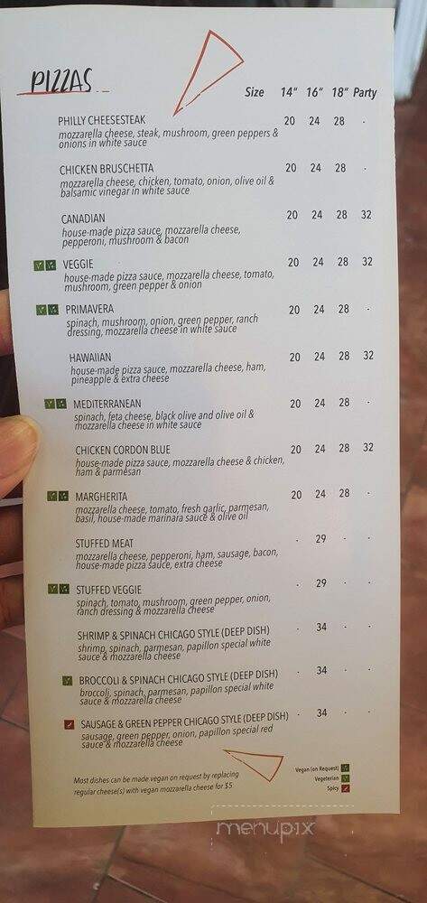 Papillon Pizzeria - Newmarket, ON menu_pic