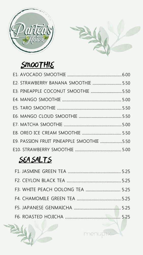 Partea's House - Houston, TX menu_pic