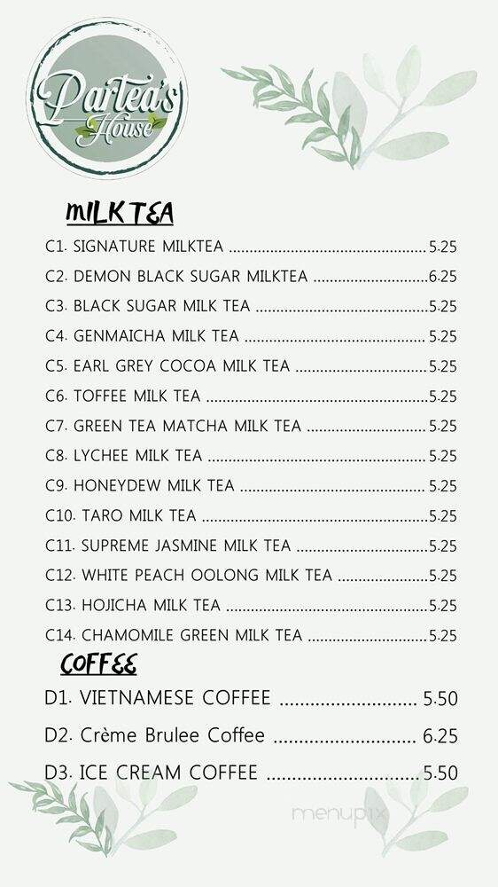Partea's House - Houston, TX menu_pic